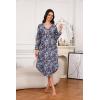 PNAEONG Nightgowns for Women Soft Cotton Long Sleeve Night Gowns Adult Sleepwear V Neck Nightshirt Comfy Sleepshirts(Blue Paisley)