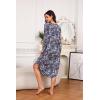 PNAEONG Nightgowns for Women Soft Cotton Long Sleeve Night Gowns Adult Sleepwear V Neck Nightshirt Comfy Sleepshirts(Blue Paisley)