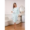 PNAEONG Nightgowns for Women Soft Cotton Long Sleeve Night Gowns Adult Sleepwear V Neck Nightshirt Comfy Sleepshirts(Blue Star)