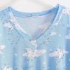 PNAEONG Nightgowns for Women Soft Cotton Long Sleeve Night Gowns Adult Sleepwear V Neck Nightshirt Comfy Sleepshirts(Cloud Moon)