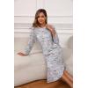 PNAEONG Nightgowns for Women Soft Cotton Long Sleeve Night Gowns Adult Sleepwear V Neck Nightshirt Comfy Sleepshirts(Coffee)