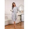 PNAEONG Nightgowns for Women Soft Cotton Long Sleeve Night Gowns Adult Sleepwear V Neck Nightshirt Comfy Sleepshirts(Coffee)