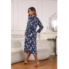 PNAEONG Nightgowns for Women Soft Cotton Long Sleeve Night Gowns Adult Sleepwear V Neck Nightshirt Comfy Sleepshirts(Deep Night)