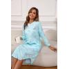 PNAEONG Nightgowns for Women Soft Cotton Long Sleeve Night Gowns Adult Sleepwear V Neck Nightshirt Comfy Sleepshirts(Dragonfly)