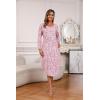 PNAEONG Nightgowns for Women Soft Cotton Long Sleeve Night Gowns Adult Sleepwear V Neck Nightshirt Comfy Sleepshirts(Pink Paisley)