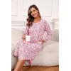 PNAEONG Nightgowns for Women Soft Cotton Long Sleeve Night Gowns Adult Sleepwear V Neck Nightshirt Comfy Sleepshirts(Pink Paisley)
