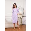 PNAEONG Nightgowns for Women Soft Cotton Long Sleeve Night Gowns Adult Sleepwear V Neck Nightshirt Comfy Sleepshirts(Purple)