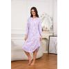 PNAEONG Nightgowns for Women Soft Cotton Long Sleeve Night Gowns Adult Sleepwear V Neck Nightshirt Comfy Sleepshirts(Purple)