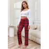 PNAEONG Pajama Pants Women 3 Pack Soft Cotton Lounge Pants Comfy Casual Pajama Bottoms with Elastic Waistband & Pockets(Red Plaid+green Plaid+c Black)