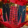 PNAEONG Pajama Pants Women 3 Pack Soft Cotton Lounge Pants Comfy Casual Pajama Bottoms with Elastic Waistband & Pockets(Red Plaid+green Plaid+c Black)