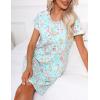 PNAEONG Women’s Cotton Nightgown Sleepwear Short Sleeves Shirt Casual Print Sleepdress XTSY108-Green Flower-L