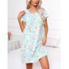 PNAEONG Women’s Cotton Nightgown Sleepwear Short Sleeves Shirt Casual Print Sleepdress XTSY108-Green Flower-S