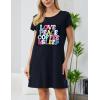 PNAEONG Women’s Cotton Nightgown Sleepwear Short Sleeves Shirt Casual Print Sleepdress(Love Peace)