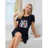 PNAEONG Women’s Cotton Nightgown Sleepwear Short Sleeves Shirt Casual Print Sleepdress(Love Peace)