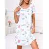 PNAEONG Women’s Nightgowns Short Sleeves Cotton Sleepwear Print Sleep Shirt XTSY108-Blue Cat-M