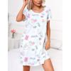 PNAEONG Women’s Nightgowns Short Sleeves Cotton Sleepwear Print Sleep Shirt XTSY108-Blue Cat-S