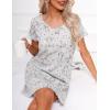 PNAEONG Women’s Nightgowns Short Sleeves Cotton Sleepwear Print Sleep Shirt XTSY108-Gray Cats-L