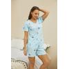 PNAEONG Women’s Pajamas Set, Cotton Short Sleeve Sleepwear Pjs Sets S-3XL(S Blue Star)