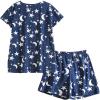PNAEONG Women’s Pajamas Set, Cotton Short Sleeve Sleepwear Pjs Sets S-3XL(S Deep Night)