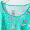 PNAEONG Women’s Pajamas Set, Cotton Short Sleeve Sleepwear Pjs Sets S-3XL(S Green Flamingo)