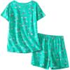 PNAEONG Women’s Pajamas Set, Cotton Short Sleeve Sleepwear Pjs Sets S-3XL(S Green Flamingo)