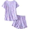 PNAEONG Women’s Pajamas Set, Cotton Short Sleeve Sleepwear Pjs Sets S-3XL(S Purple)