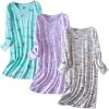 PNAEONG 3 Pack Women’s Nightgown, Long Sleeve Sleep Shirts Comfy Soft Nightshirt Women Pajama Sleep Dress Cotton Sleepwear(Coffee+purple+fly)