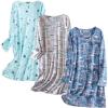 PNAEONG 3 Pack Women’s Nightgown, Long Sleeve Sleep Shirts Comfy Soft Nightshirt Women Pajama Sleep Dress Cotton Sleepwear(Good Night+coffee+star)