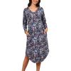 PNAEONG Nightgowns for Women Soft Cotton Long Sleeve Night Gowns Adult Sleepwear V Neck Nightshirt Comfy Sleepshirts(Blue Paisley)