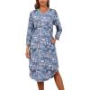 PNAEONG Nightgowns for Women Soft Cotton Long Sleeve Night Gowns Adult Sleepwear V Neck Nightshirt Comfy Sleepshirts(Good Night)
