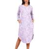 PNAEONG Nightgowns for Women Soft Cotton Long Sleeve Night Gowns Adult Sleepwear V Neck Nightshirt Comfy Sleepshirts(Purple)