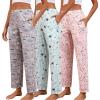 PNAEONG Pajama Pants Women 3 Pack Soft Cotton Lounge Pants Comfy Casual Pajama Bottoms with Elastic Waistband & Pockets(Set 2)