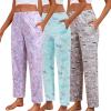 PNAEONG Pajama Pants Women 3 Pack Soft Cotton Lounge Pants Comfy Casual Pajama Bottoms with Elastic Waistband & Pockets(Set 3)