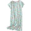 PNAEONG Women’s Cotton Nightgown Sleepwear Short Sleeves Shirt Casual Print Sleepdress XTSY108-Green Flower-M