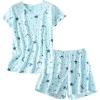 PNAEONG Women’s Pajamas Set, Cotton Short Sleeve Sleepwear Pjs Sets S-3XL(S Blue Star)