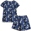 PNAEONG Women’s Pajamas Set, Cotton Short Sleeve Sleepwear Pjs Sets S-3XL(S Deep Night)