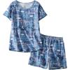 PNAEONG Women’s Pajamas Set, Cotton Short Sleeve Sleepwear Pjs Sets S-3XL(S Good Night)