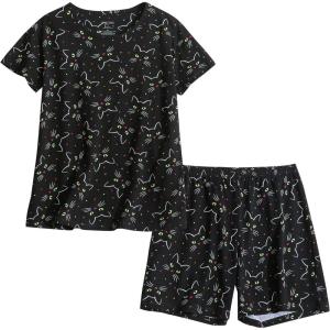 PNAEONG Women’s Pajamas Set, Cotton Short Sleeve Sleepwear Pjs Sets S-3XL(S Black Cats)