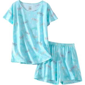 PNAEONG Women’s Pajamas Set, Cotton Short Sleeve Sleepwear Pjs Sets S-3XL(S Dragonfly)