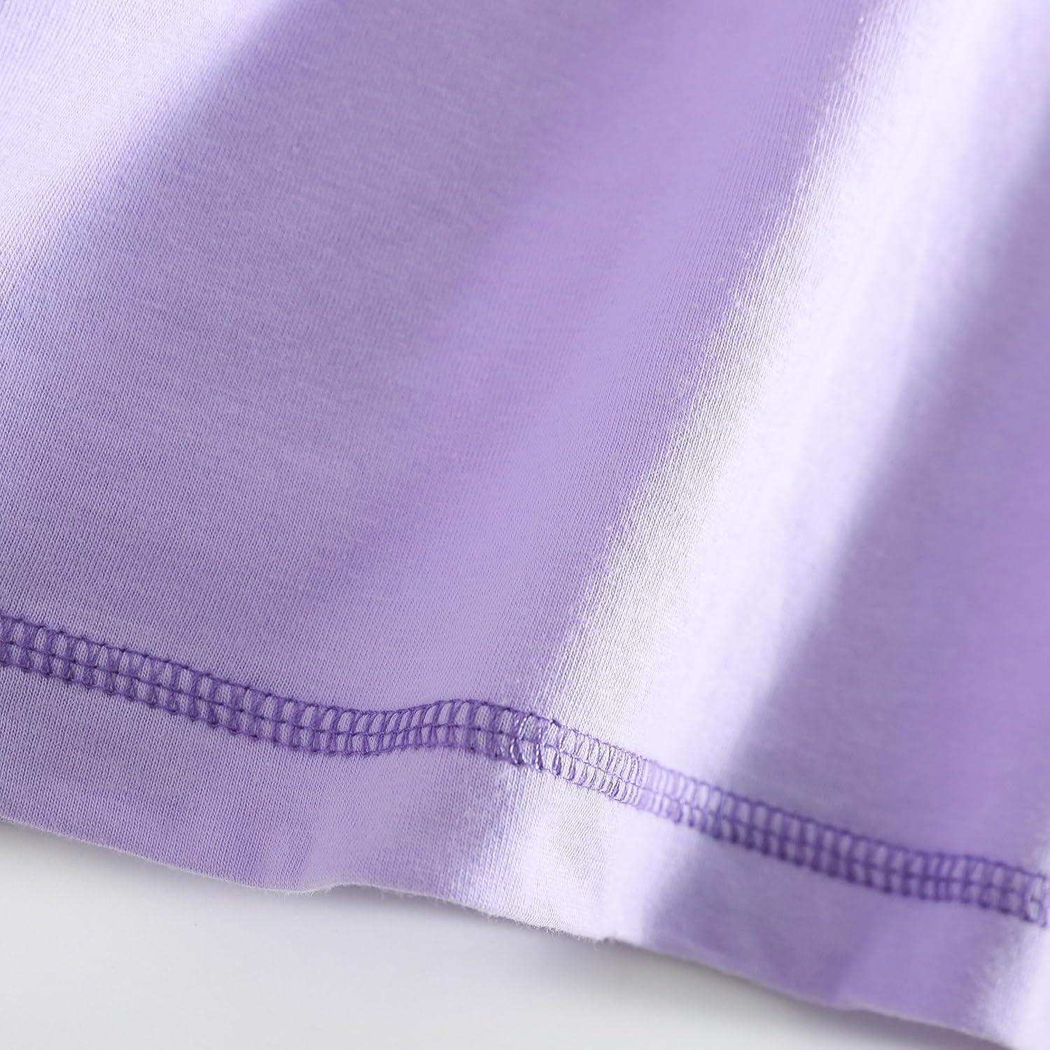 imagePNAEONG Womens Cotton Nightgown Sleepwear Short Sleeves Shirt Casual Print SleepdressStitch Purple