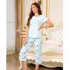 PNAEONG Women Pajama Set Sleepwear Tops with Capri Pants Casual and Fun Prints Pajama Sets(C Blue Star)