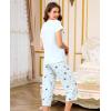 PNAEONG Women Pajama Set Sleepwear Tops with Capri Pants Casual and Fun Prints Pajama Sets(C Blue Star)