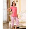 PNAEONG Women Pajama Set Sleepwear Tops with Capri Pants Casual and Fun Prints Pajama Sets(C Pink Paisley)