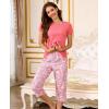 PNAEONG Women Pajama Set Sleepwear Tops with Capri Pants Casual and Fun Prints Pajama Sets(C Pink Paisley)