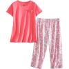 PNAEONG Women Pajama Set Sleepwear Tops with Capri Pants Casual and Fun Prints Pajama Sets(C Pink Paisley)