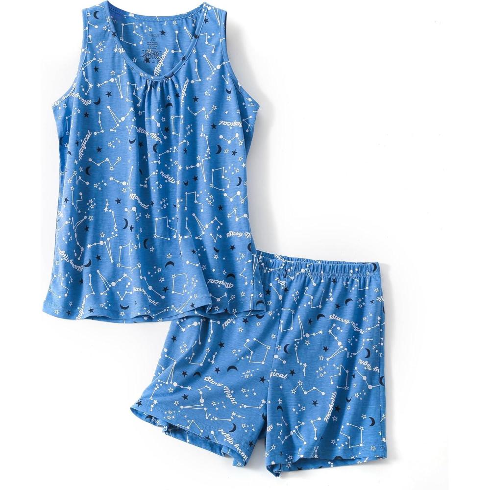 imagePNAEONG Women Cotton Sleepwear Short Sets TankampShort Pajamas Sets XTSY208Constellation