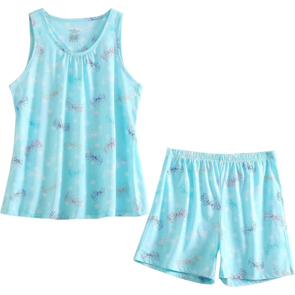 imagePNAEONG Women Cotton Sleepwear Short Sets TankampShort Pajamas Sets XTSY208Dragonfly