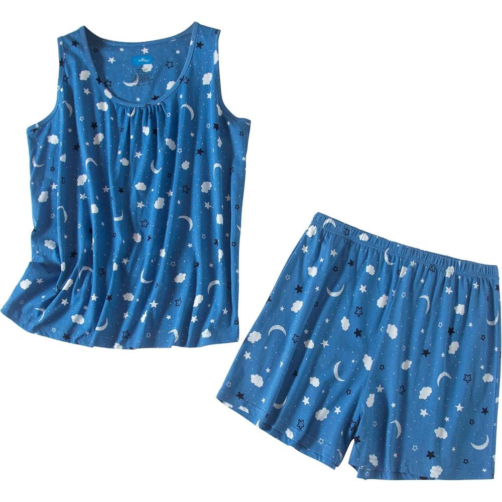 imagePNAEONG Women Cotton Sleepwear Short Sets TankampShort Pajamas Sets XTSY208Moon Night