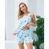 PNAEONG Women Cotton Sleepwear Short Sets Tank&Short Pajamas Sets XTSY208(Blue Star)