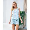 PNAEONG Women Cotton Sleepwear Short Sets Tank&Short Pajamas Sets XTSY208(Blue Star)